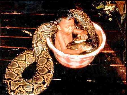 Ce petit cambodgien prend un bain avec son animal de compagnie !